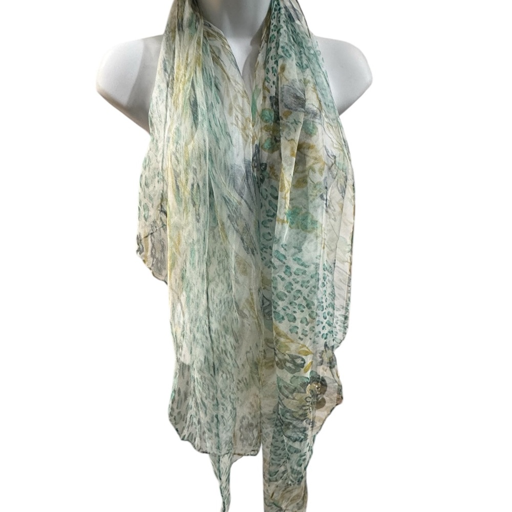Sheer Scarf in Green and Yellow from Tuscany Italy